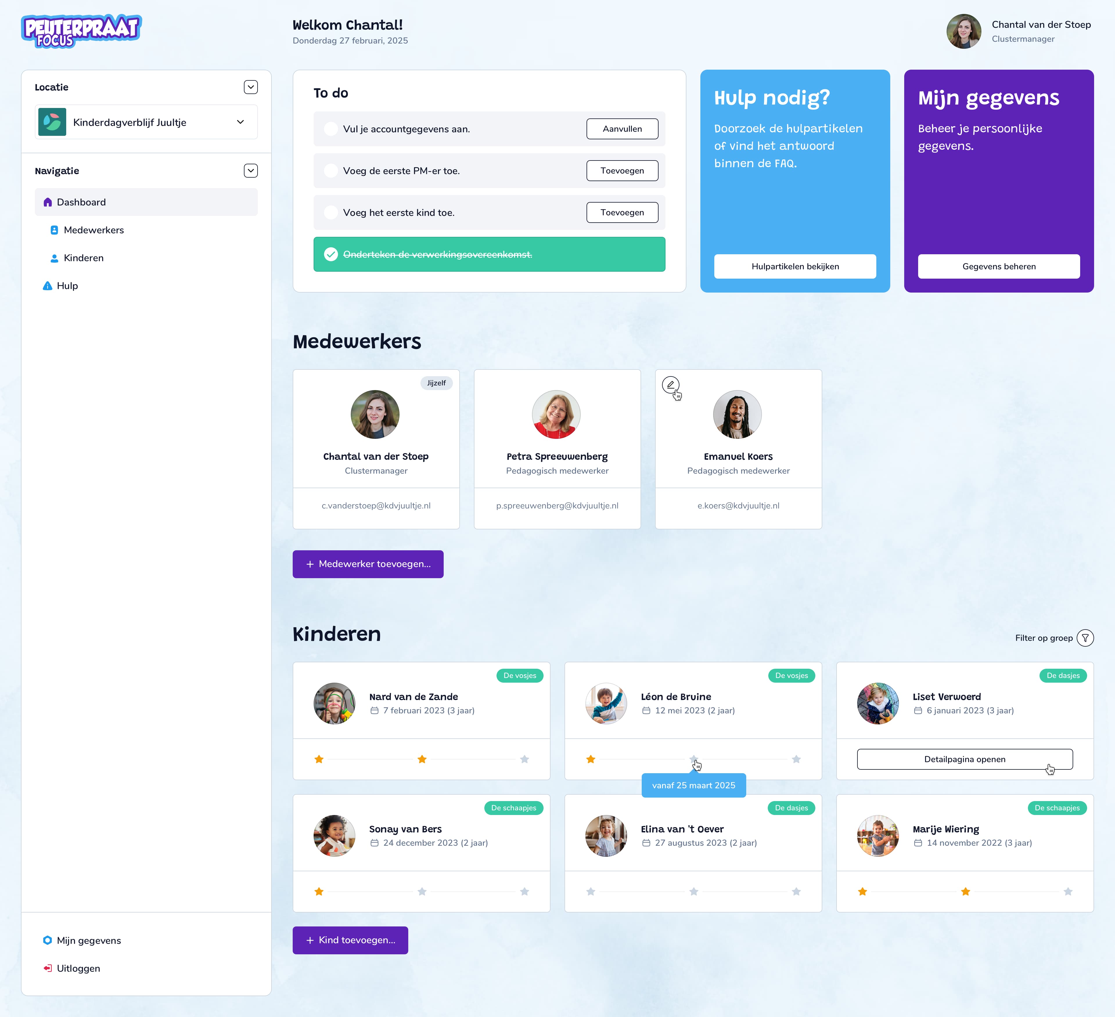 Peuterpraat Focus Dashboard