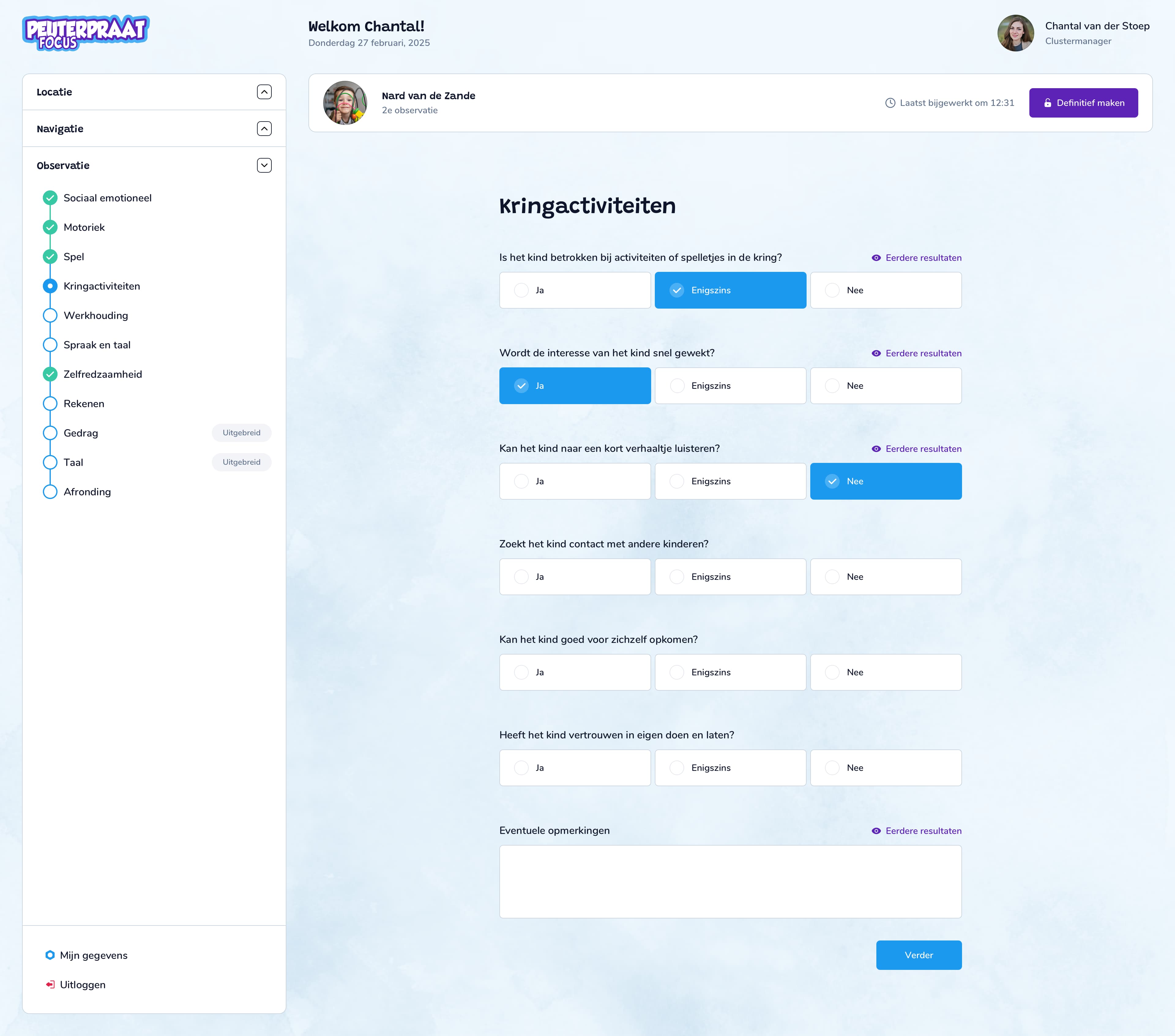 Peuterpraat Focus Observatieformulier